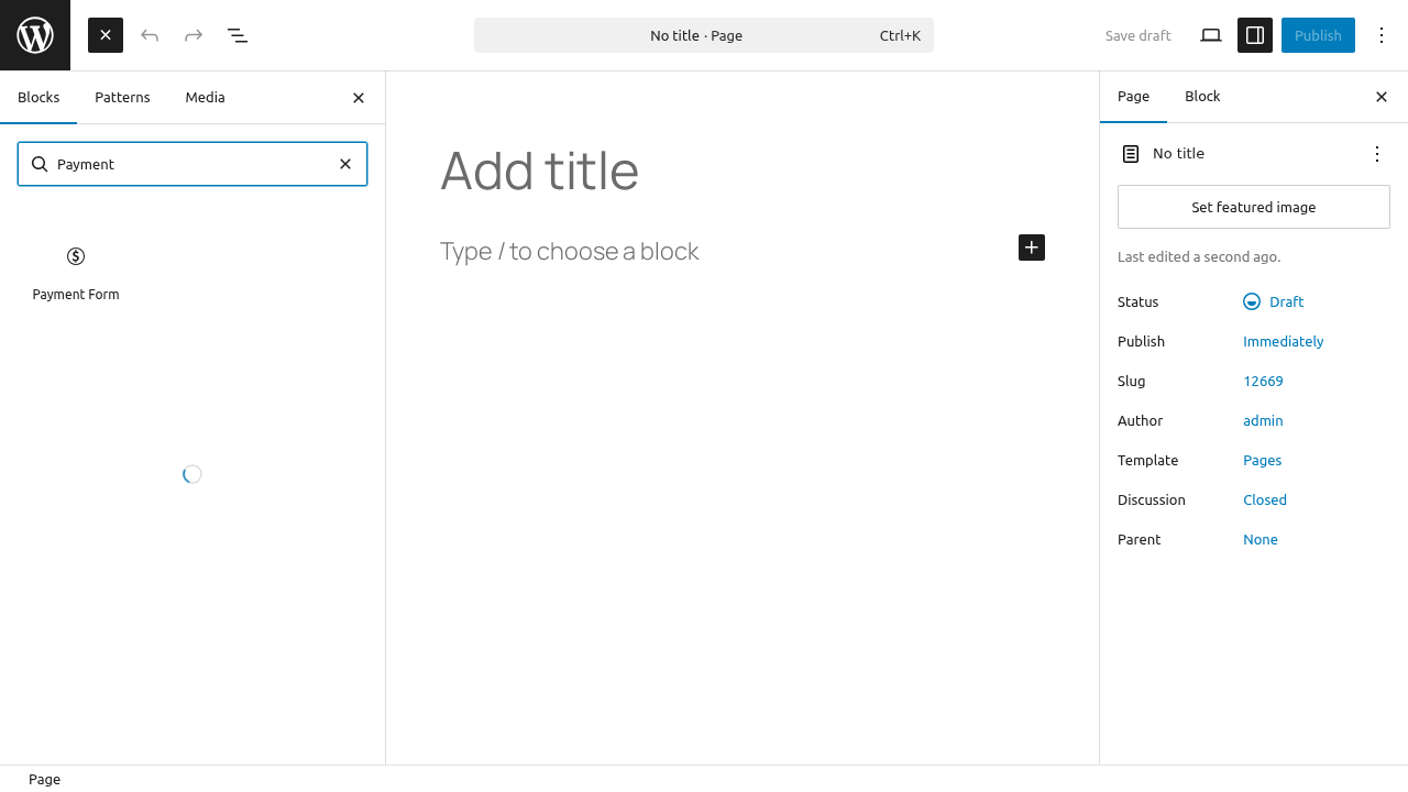 Block inserter with WP Payment Pal