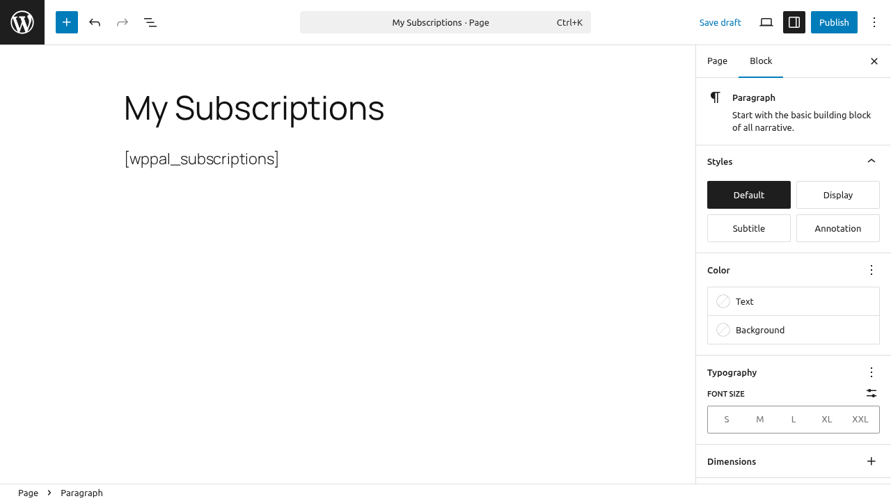 Portal with title in page