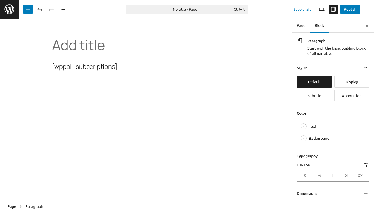 Portal shortcode in editor