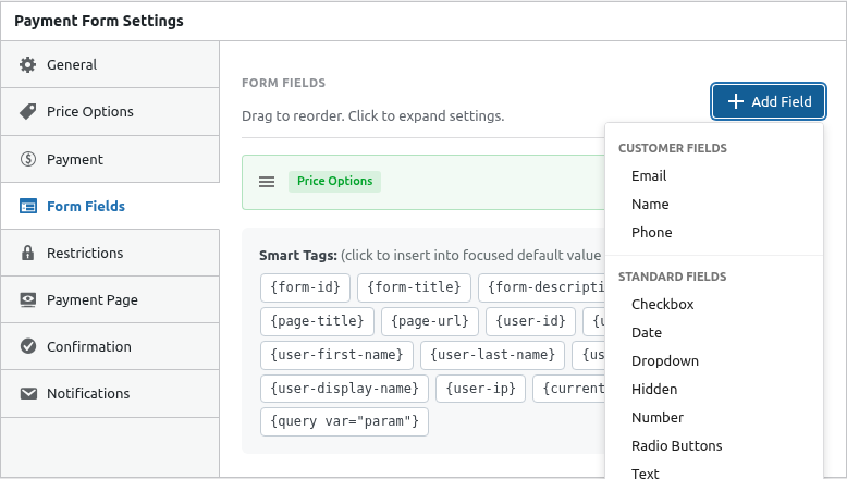 Coupon in field dropdown highlighted