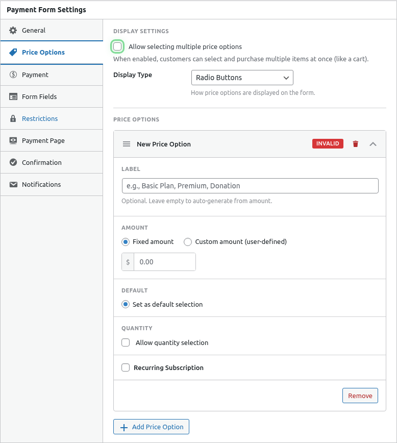Selection mode dropdown highlighted
