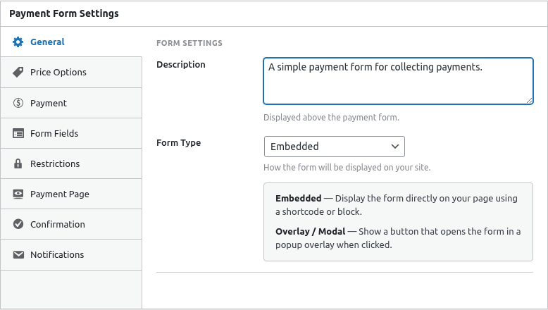 General tab of form editor