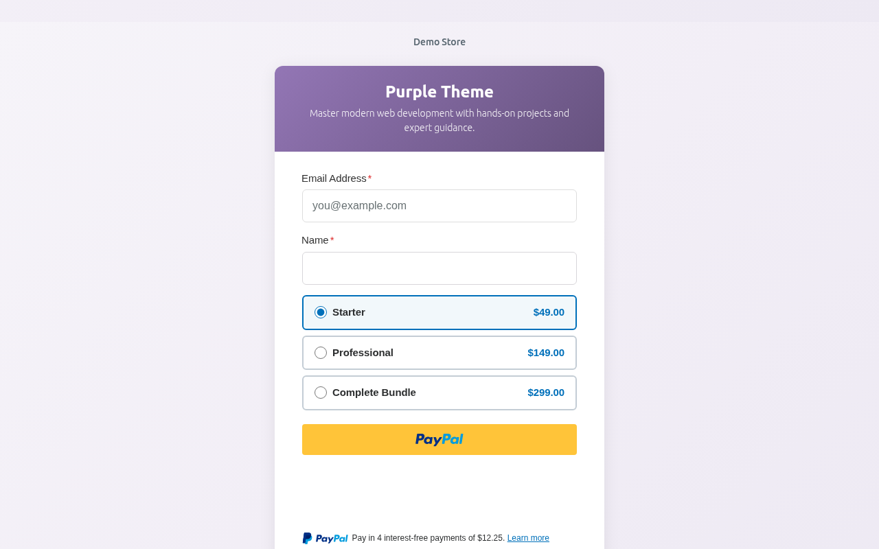 Purple Payment Page