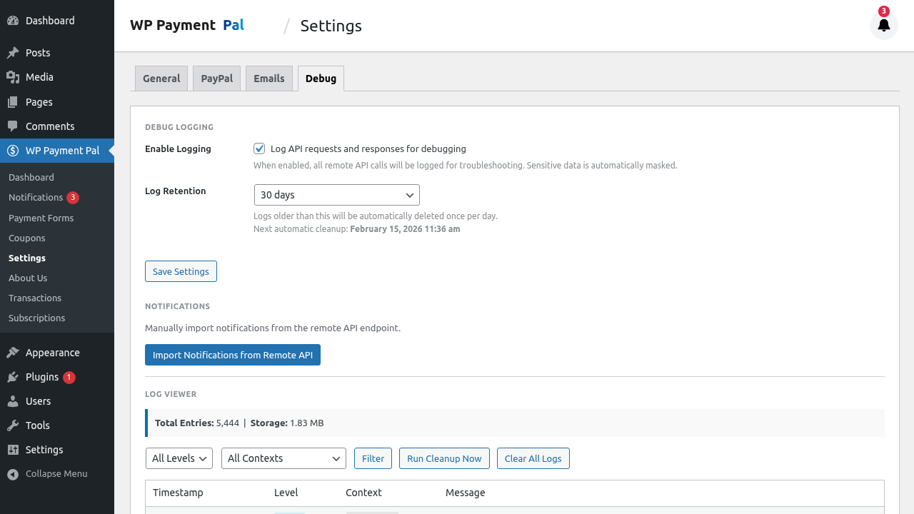 Debug toggle highlighted