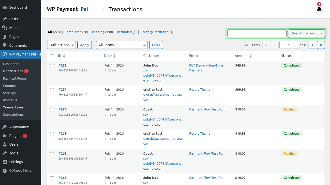 Search box highlighted